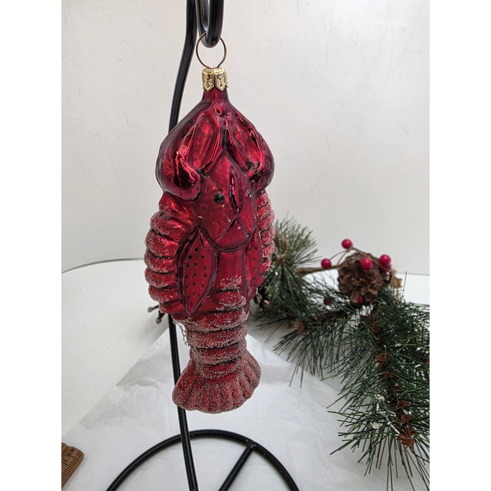 1997 Christopher Radko Rock Lobster Red Glass Christmas Ornament 5.5" VTG
